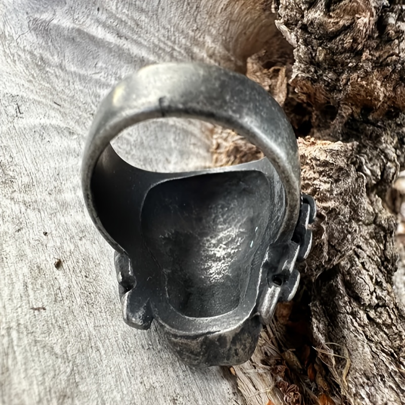 Rivet Goggle Skull Stainless Steel Ring