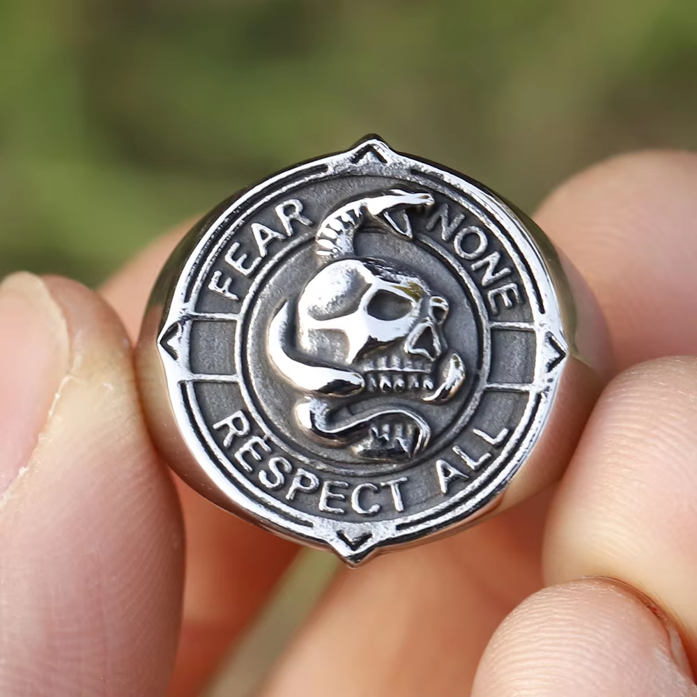 Gothic Skull Serpent Stainless Steel Ring