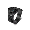 Star of David Hammered V-Band Stainless Steel Ring