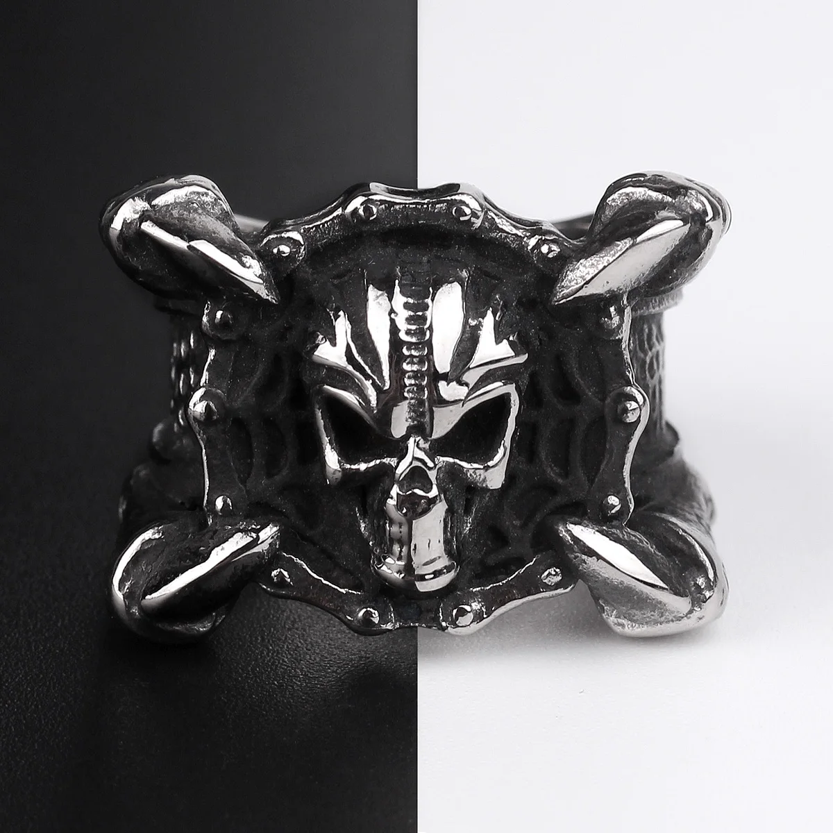 Gothic Claw Skull Stainless Steel Biker Ring