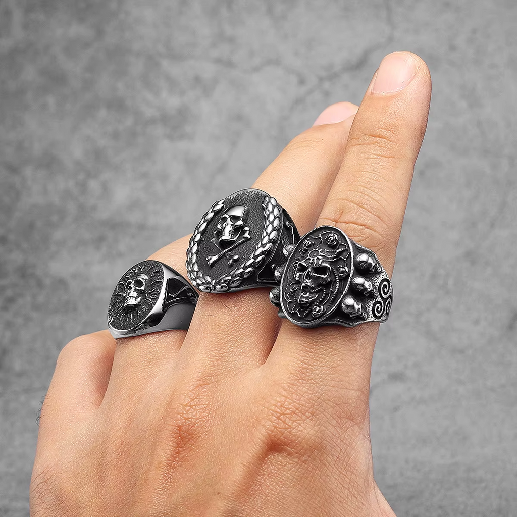Skull Rose Totem Stainless Steel Ring
