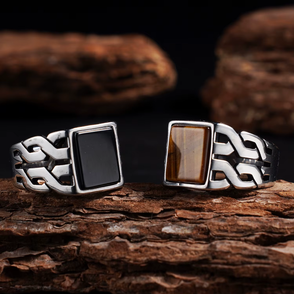 Celtic Knot Tiger's Eye Stainless Steel Ring