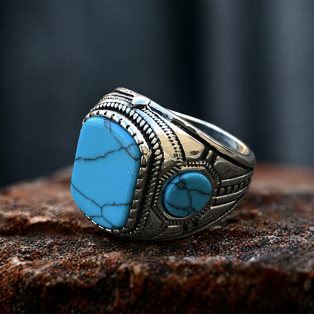 Turquoise Vintage Stainless Steel Ring