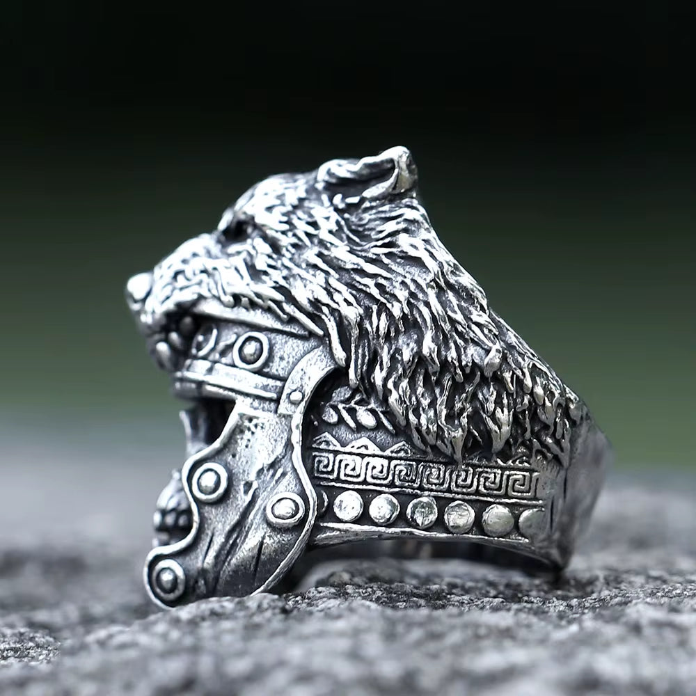 Viking Wolf Helmet Skull Stainless Steel Ring