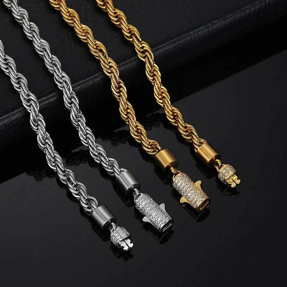 6MM Diamond Buckle Twist Rope Chain