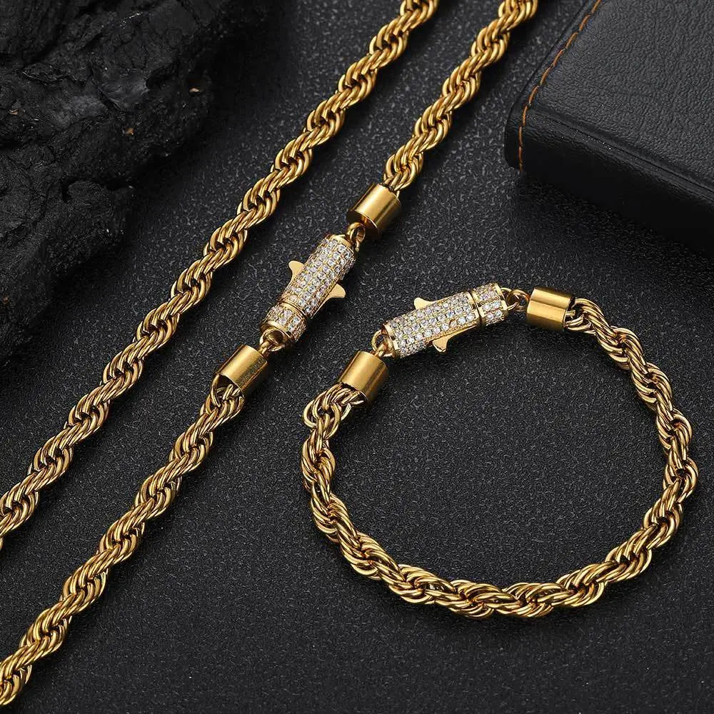 6MM Diamond Buckle Twist Rope Chain