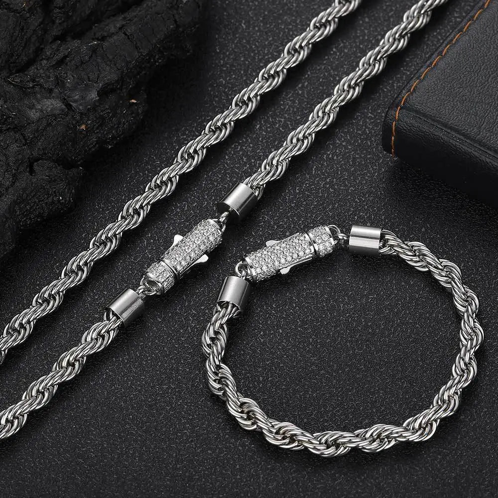 6MM Diamond Buckle Twist Rope Chain