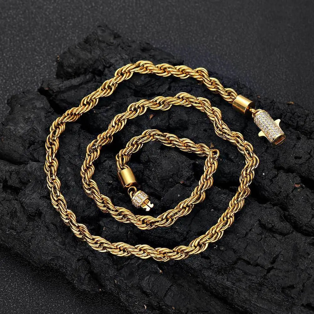 6MM Diamond Buckle Twist Rope Chain
