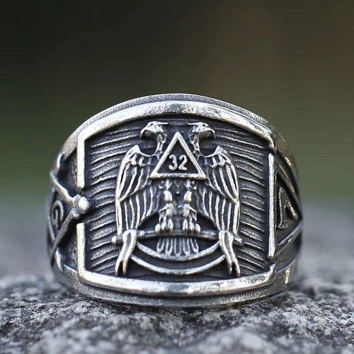 32nd Degree Scottish Rite Double Eagle Stainless Steel Ring