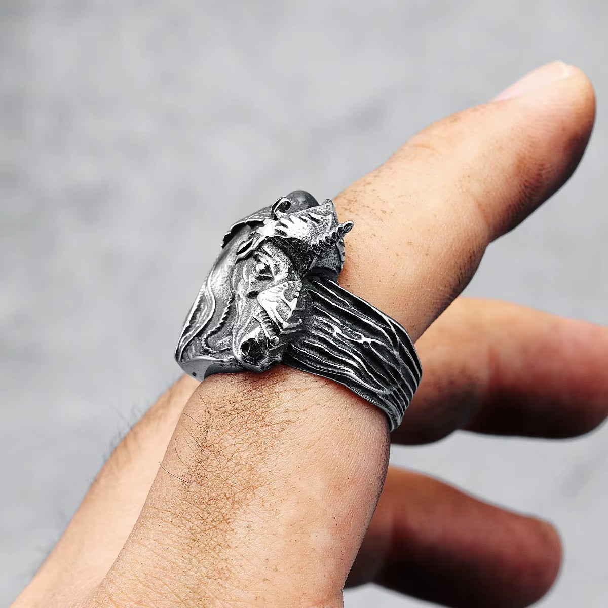 Vintage 3D Unicorn Stainless Steel Ring