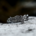 Viking Celtic Knot Raven Stainless Steel Slim Ring