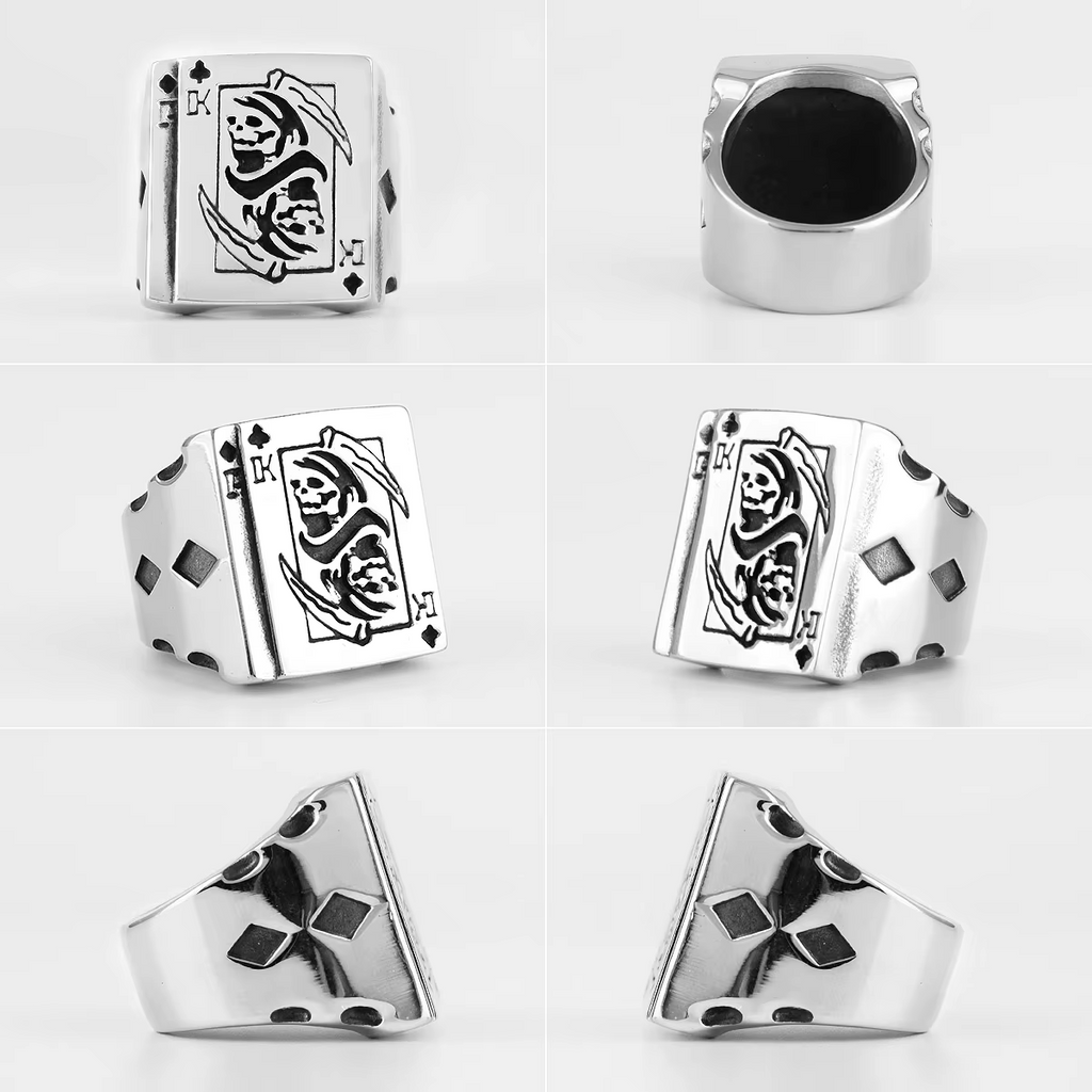 Grim Reaper Playing Card Stainless Steel Ring