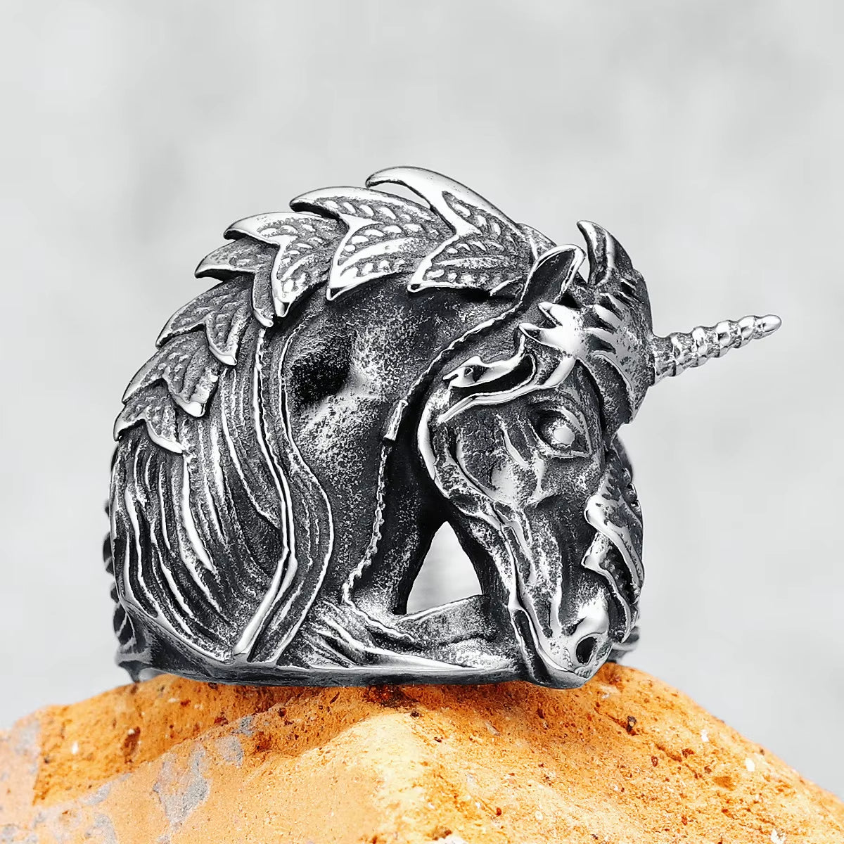 Vintage 3D Unicorn Stainless Steel Ring
