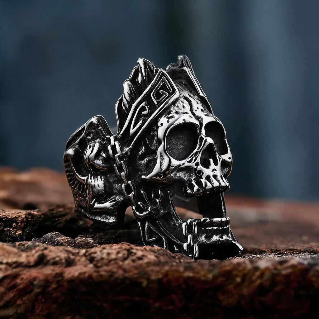 Gods of War Ares Stainless Steel Skull Ring
