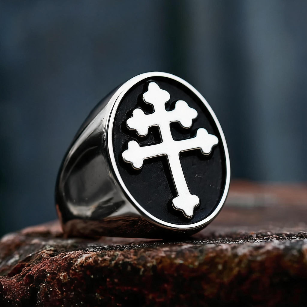 Cross of Lorraine Signet Ring