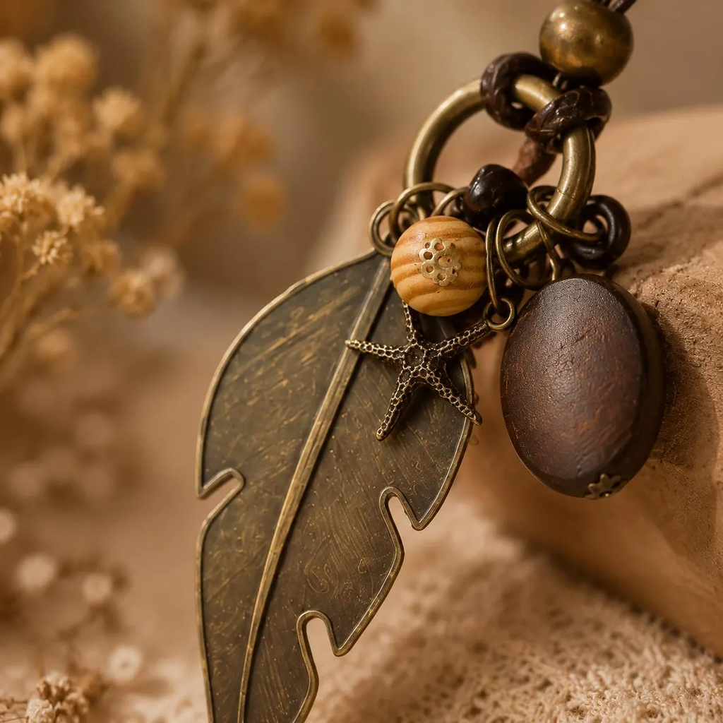 Handcrafted Wooden Tassel Necklace – Boho Natural Statement Jewelry · Handmade Gift