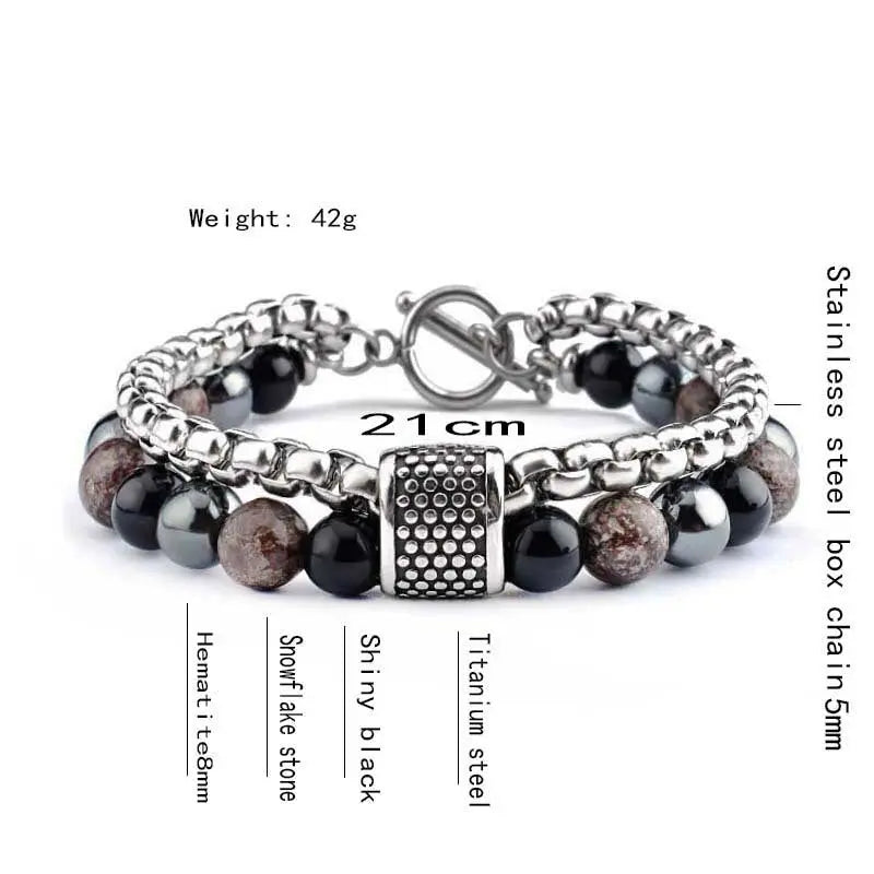 Alabaster Stainless Steel Beaded Bracelet