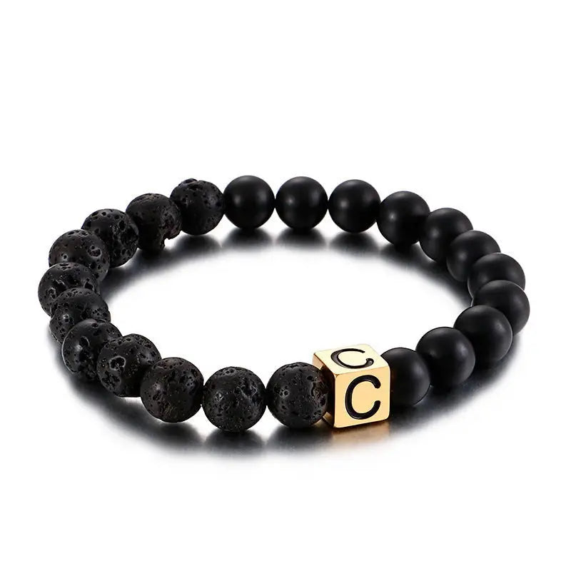 Alphabet Round Bead Stretchable Bracelet