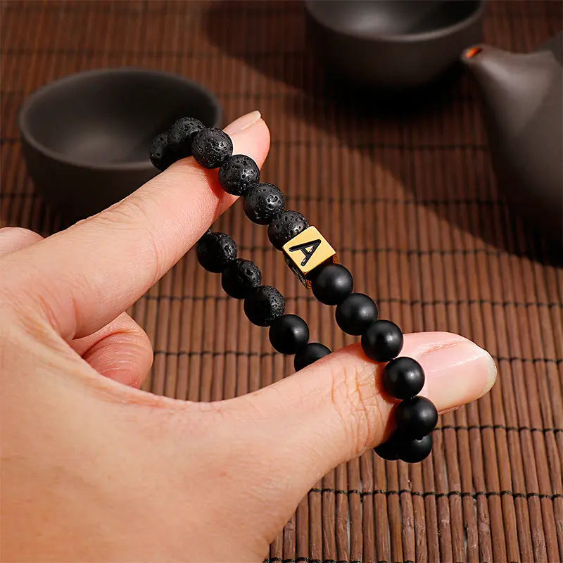Alphabet Round Bead Stretchable Bracelet