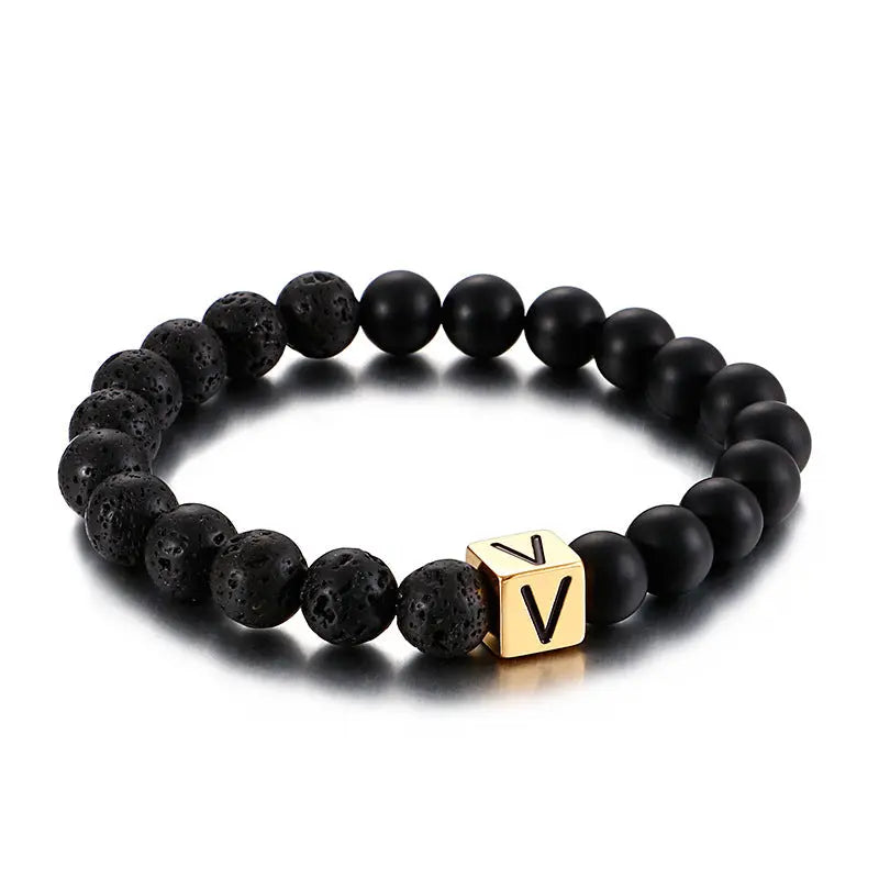 Alphabet Round Bead Stretchable Bracelet
