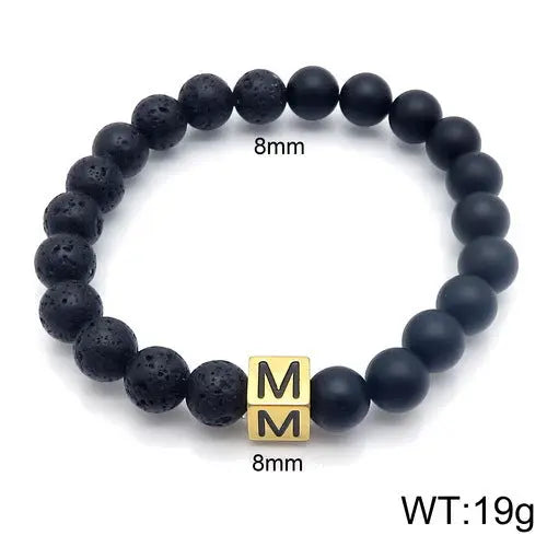 Alphabet Round Bead Stretchable Bracelet