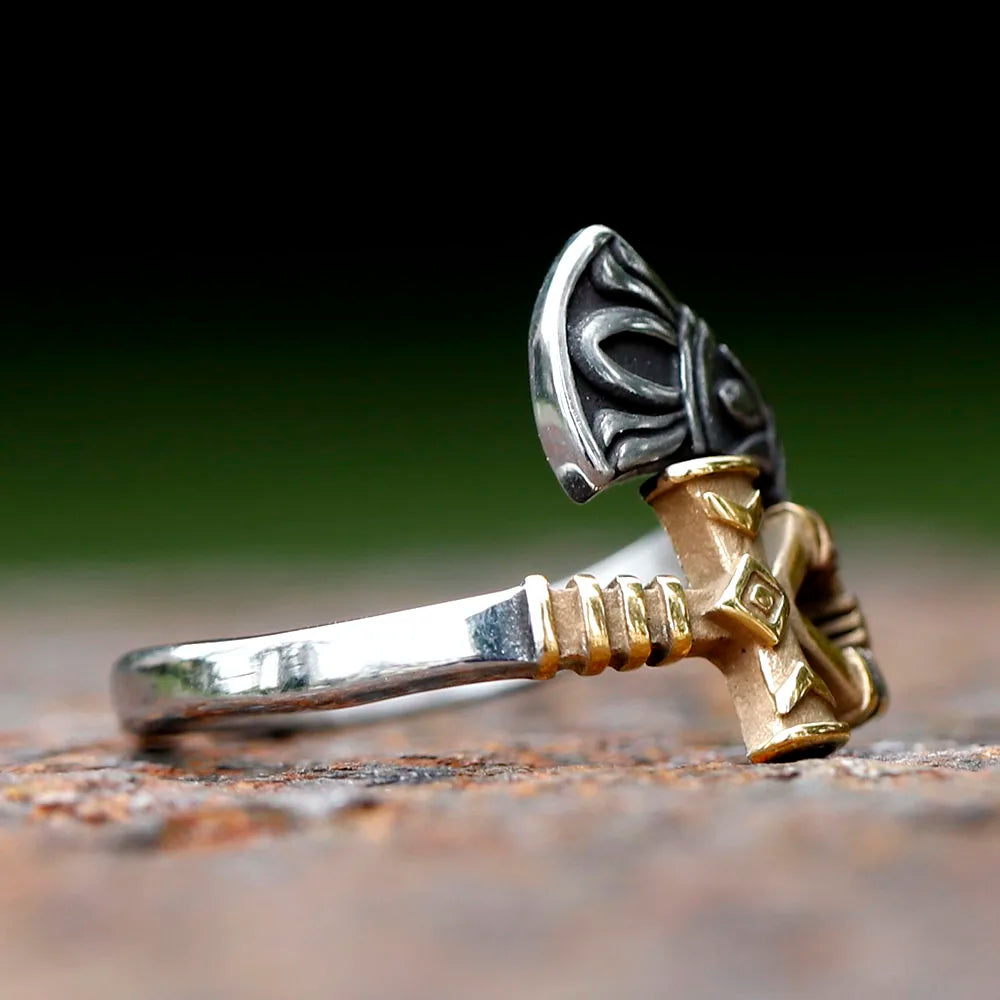 Ankh and Water Lilies Stainless Steel Rings