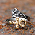 Ankh and Water Lilies Stainless Steel Rings
