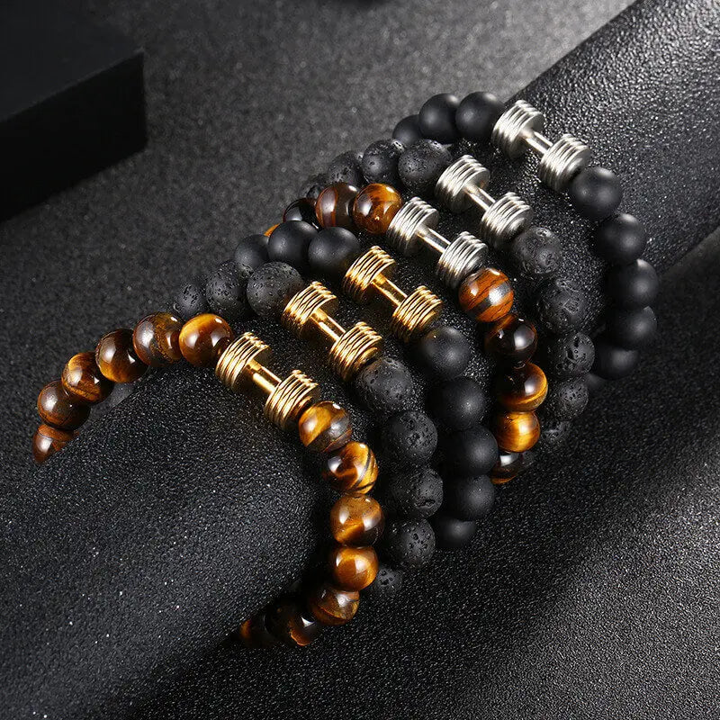 Beaded Tiger Eye Bracelet Lava Rock Bracelet, Stress Relief