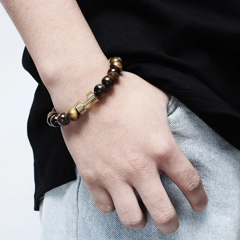 Beaded Tiger Eye Bracelet Lava Rock Bracelet, Stress Relief