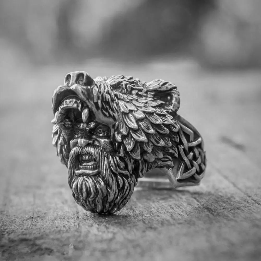 Bear Warrior Stainless Steel Biker Ring