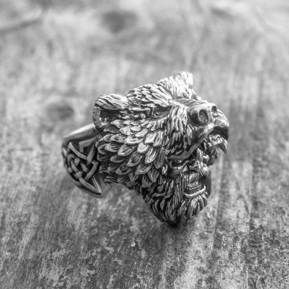 Bear Warrior Stainless Steel Biker Ring