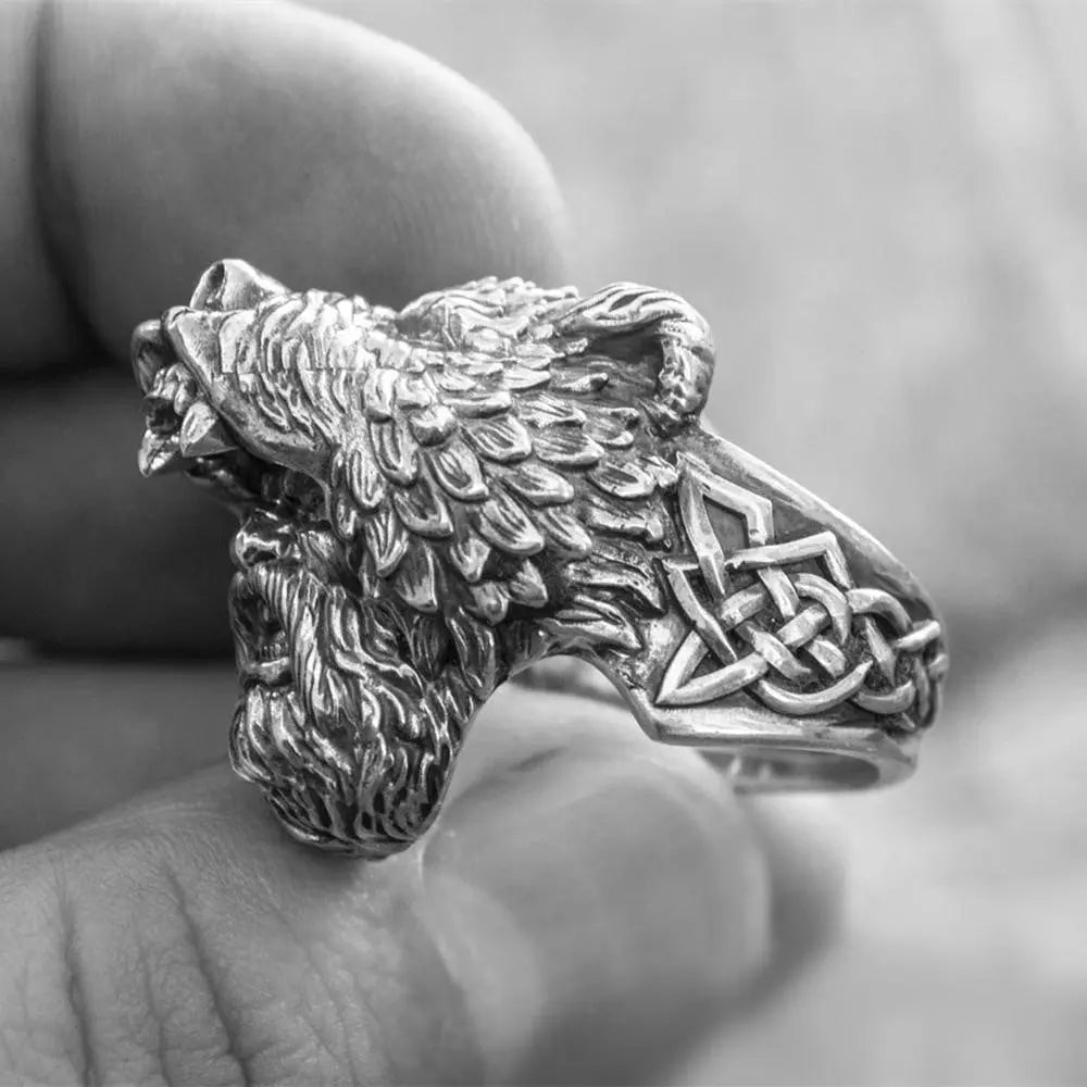 Bear Warrior Stainless Steel Biker Ring