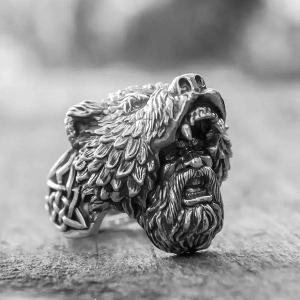 Bear Warrior Stainless Steel Biker Ring