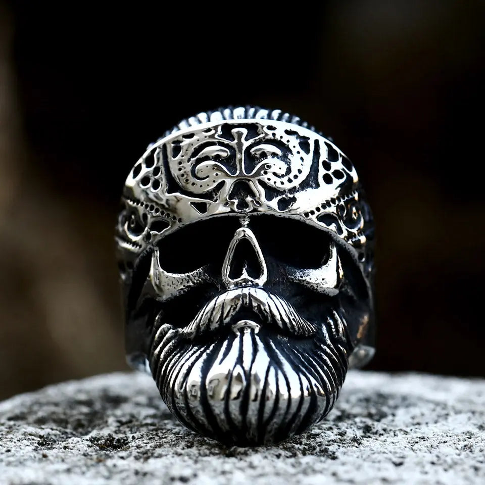 Bearded Skull Stainless Steel Ring