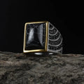 Black Agate Stainless Steel Ring