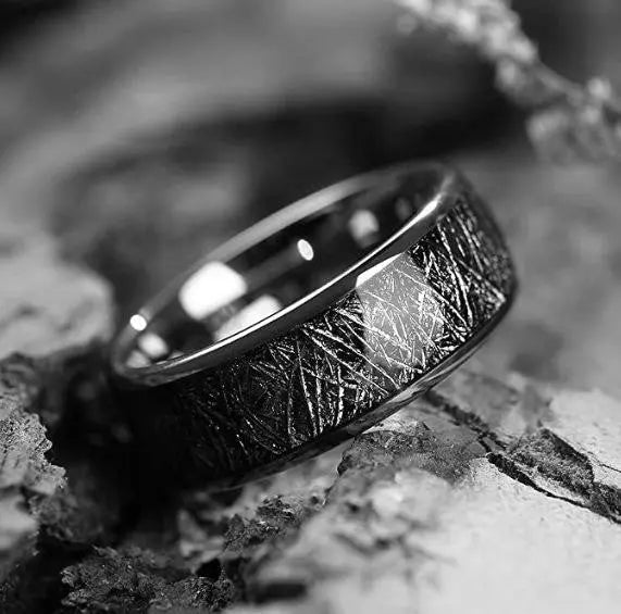 Black Gemstone Stainless Steel Ring