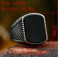 Black Onyx Agate Stainless Steel Ring