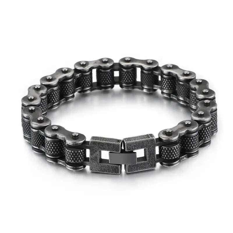 Black Stainless Steel Motorcycle Chain Bracelet