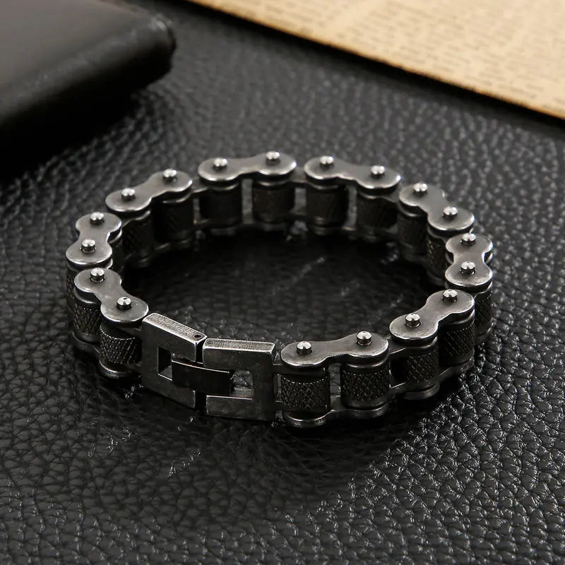 Black Stainless Steel Motorcycle Chain Bracelet