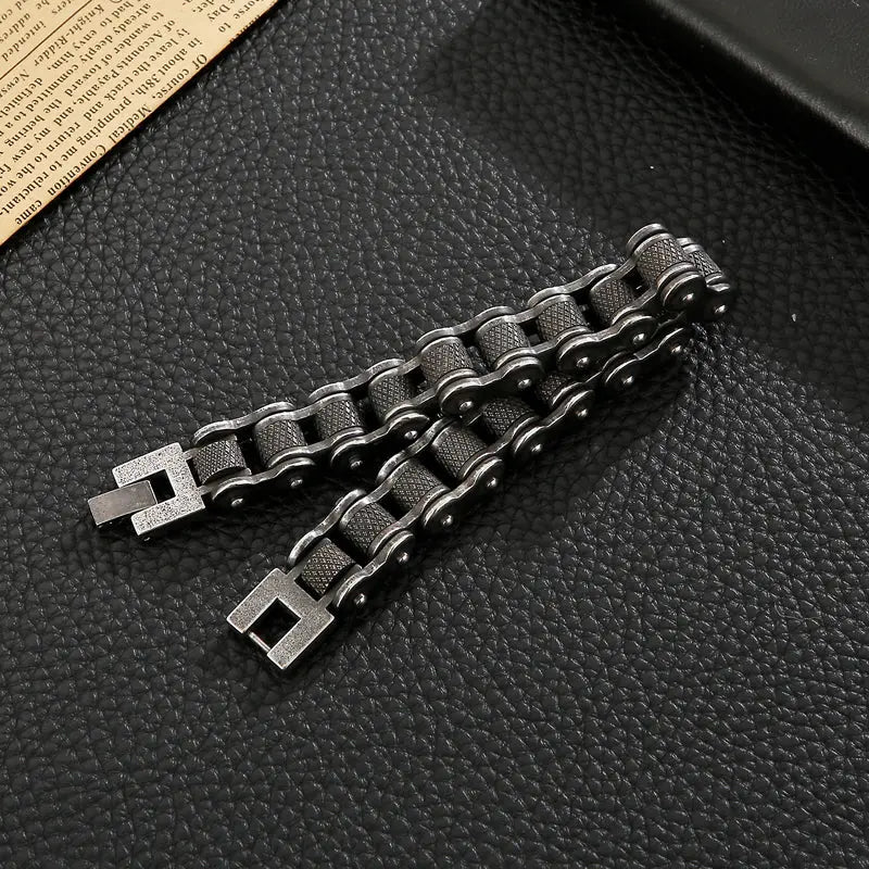 Black Stainless Steel Motorcycle Chain Bracelet