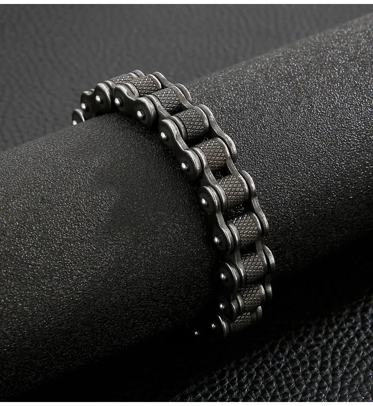 Black Stainless Steel Motorcycle Chain Bracelet