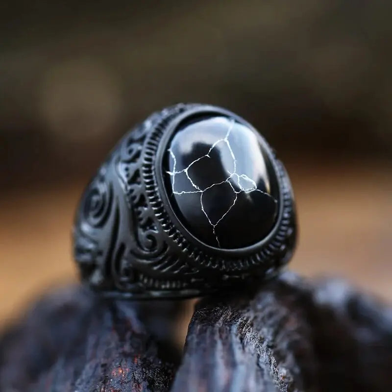 Black Turquoise Stainless Steel Ring