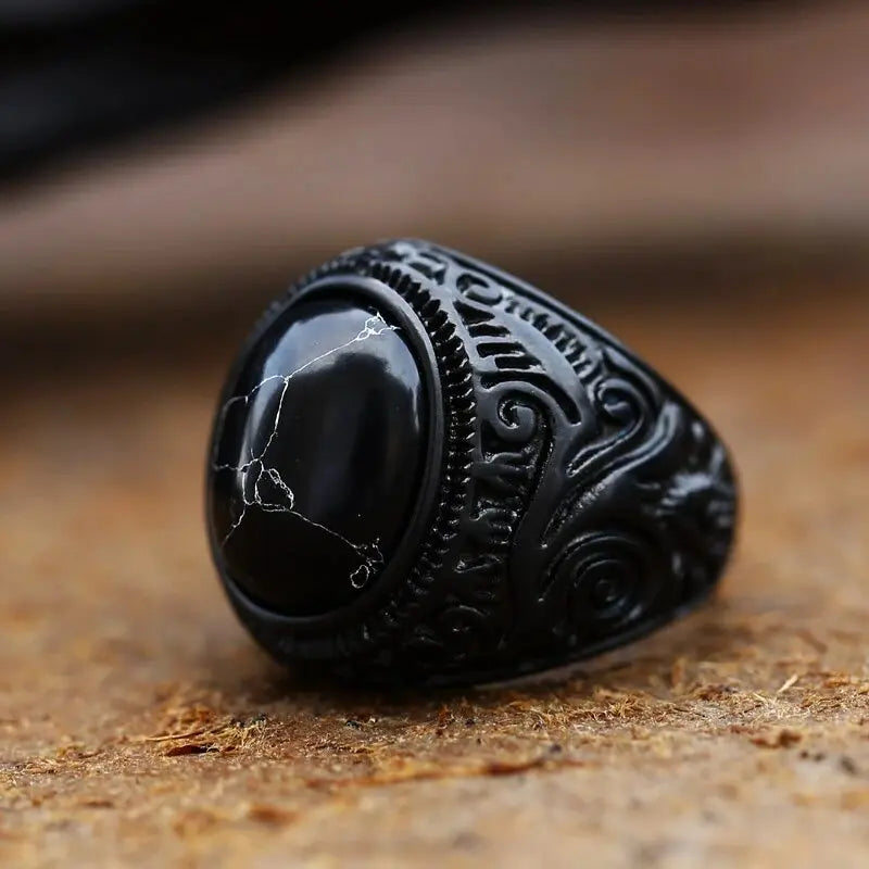 Black Turquoise Stainless Steel Ring