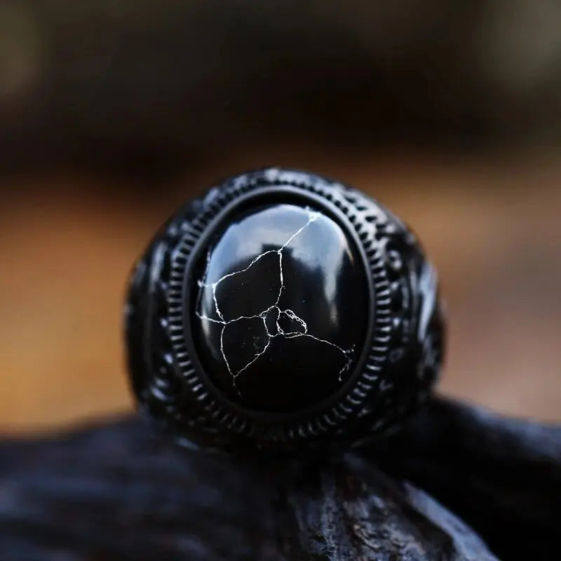 Black Turquoise Stainless Steel Ring