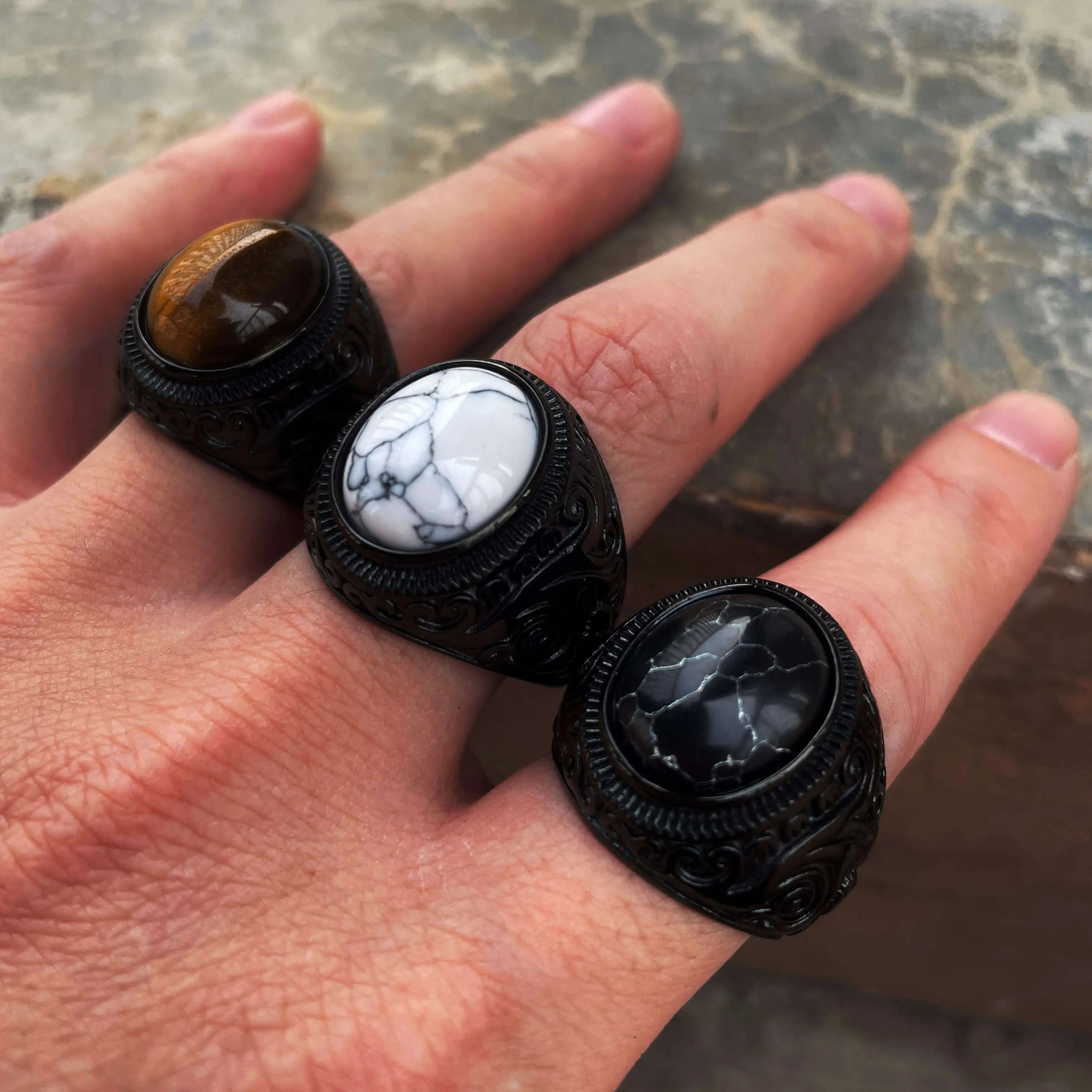 Black Turquoise Stainless Steel Ring