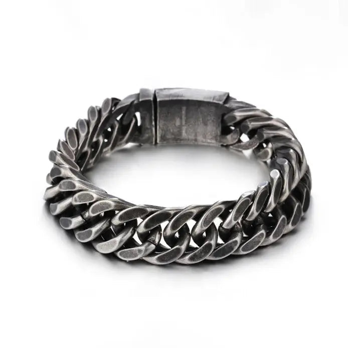 Blackened Diamond Cut Chain Stainless Steel Bracelet