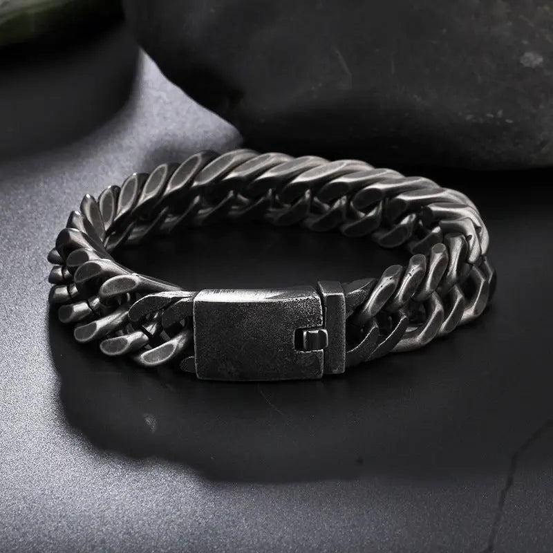 Blackened Diamond Cut Chain Stainless Steel Bracelet