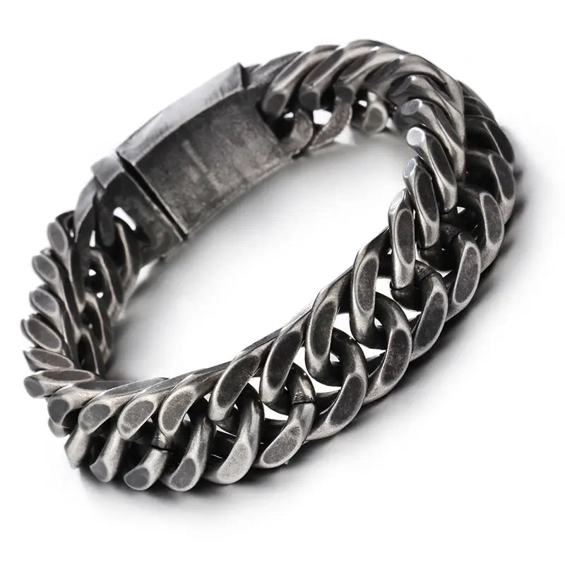 Blackened Diamond Cut Chain Stainless Steel Bracelet