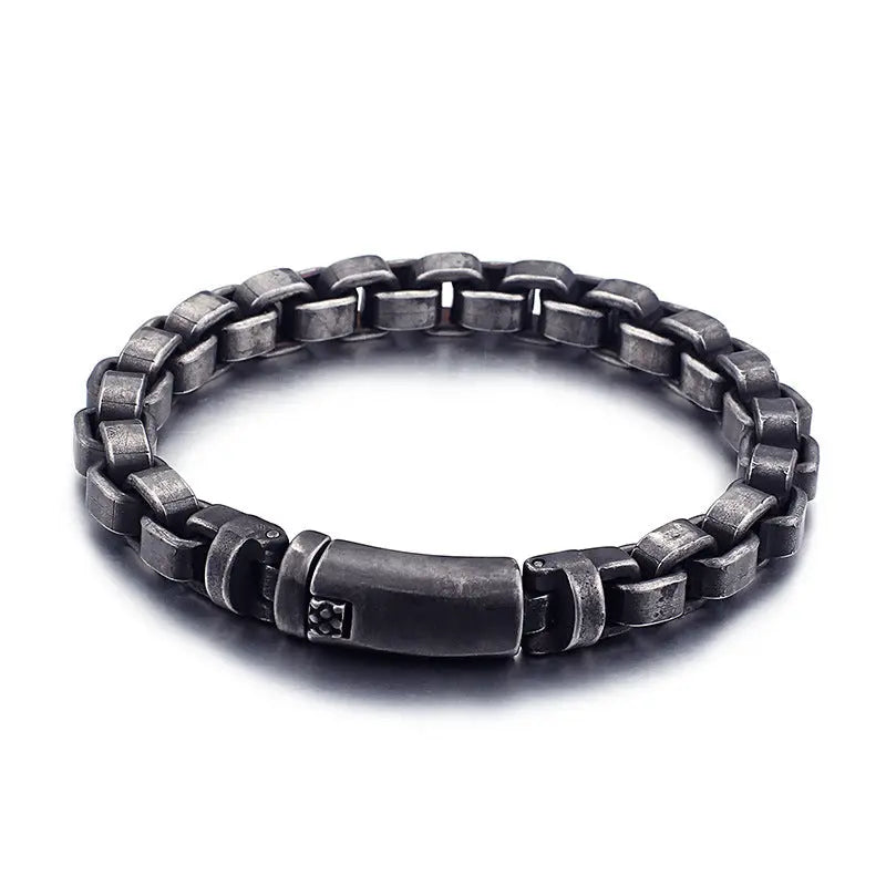 Blackened Stainless Steel Box Chain Bracelet