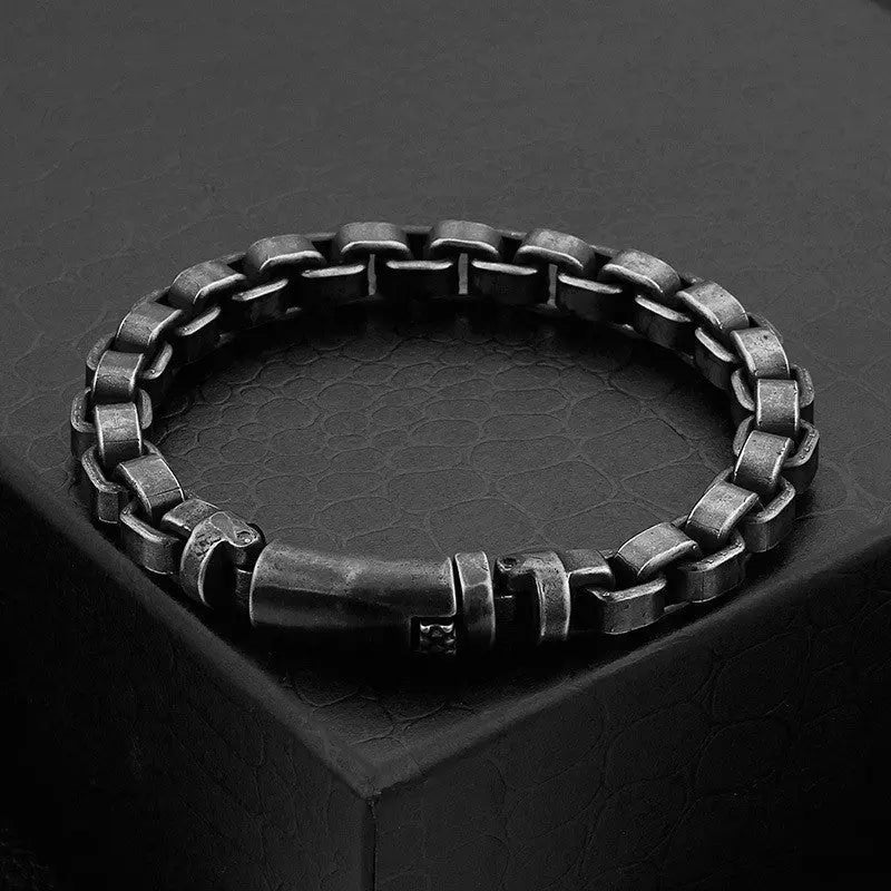 Blackened Stainless Steel Box Chain Bracelet